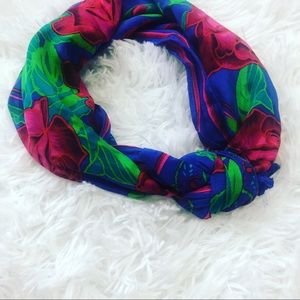 Silk scarf rose flower embroidered